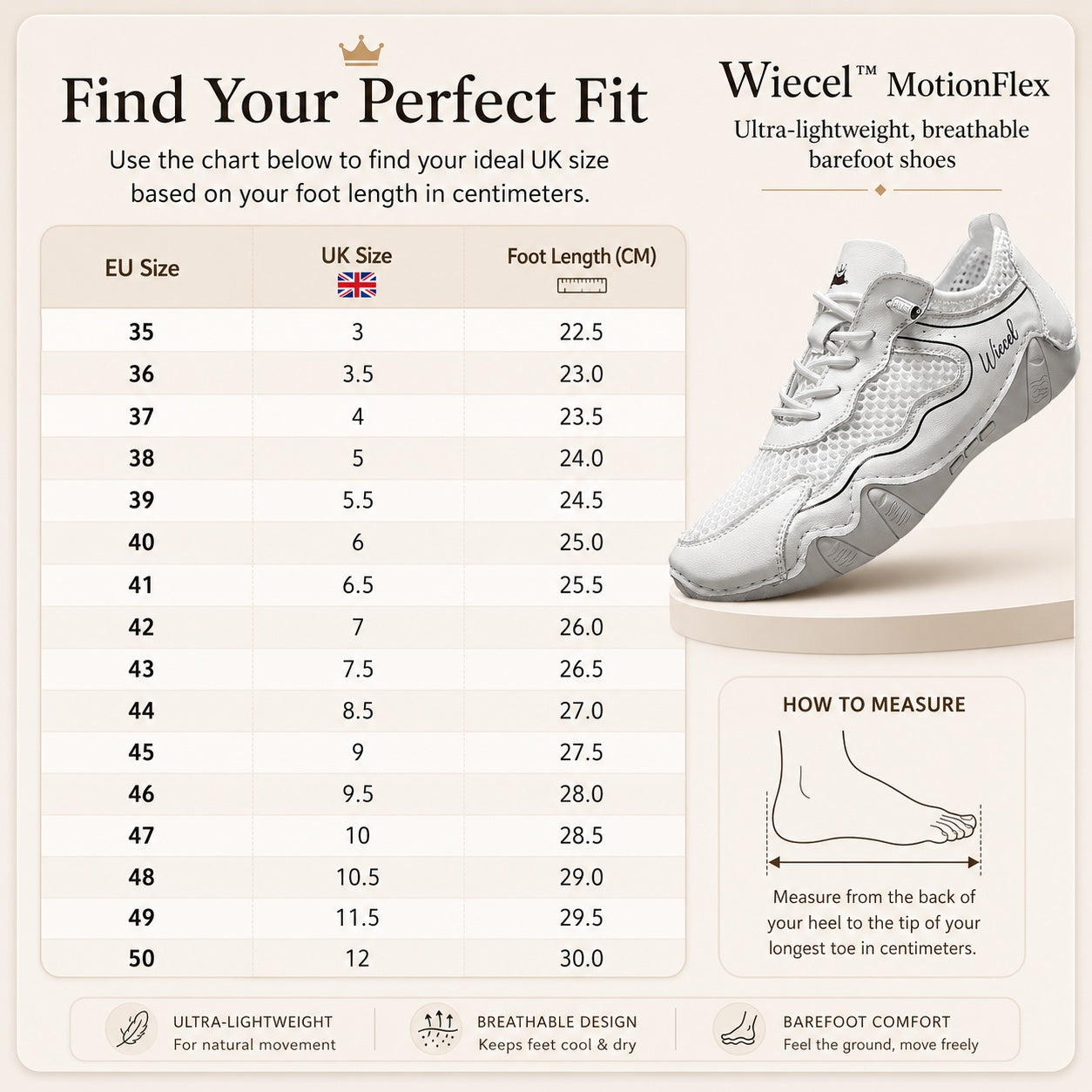 Wiecel™ MotionFlex – Ultra-lightweight, breathable barefoot shoes